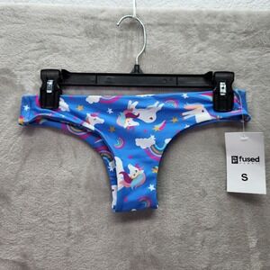 Fused Hawaii Women Small Kohanaiki Blue Unicorn‎ Rainbow Bikini Bottoms Swimsuit